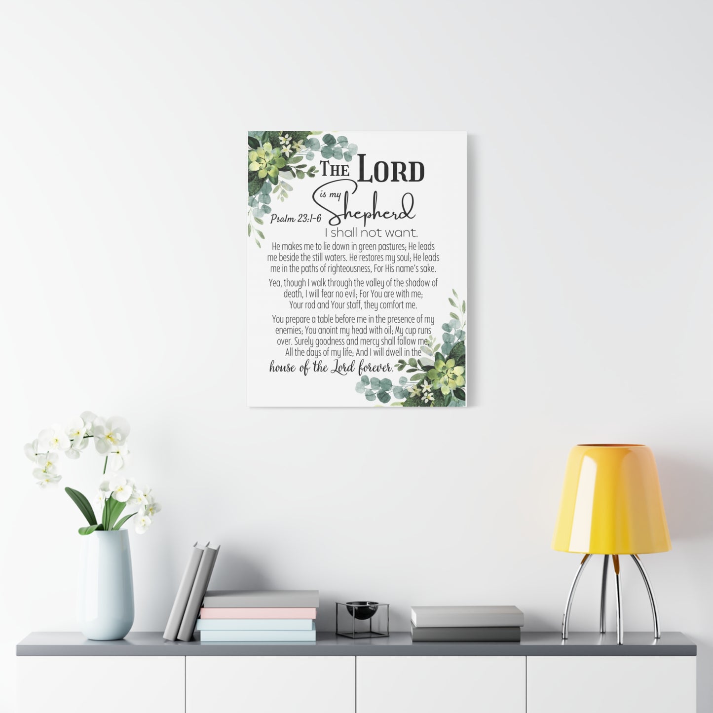 Scripture Walls Psalm 23:1-6 I Shall Not Want Bible Verse Canvas Christian Wall Art Ready to Hang Unframed