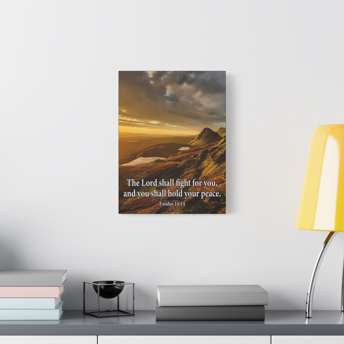 Scripture Canvas The Lord Shall Fight For You Romans 8:31 Christian Wall Art Bible Verse Print Ready to Hang