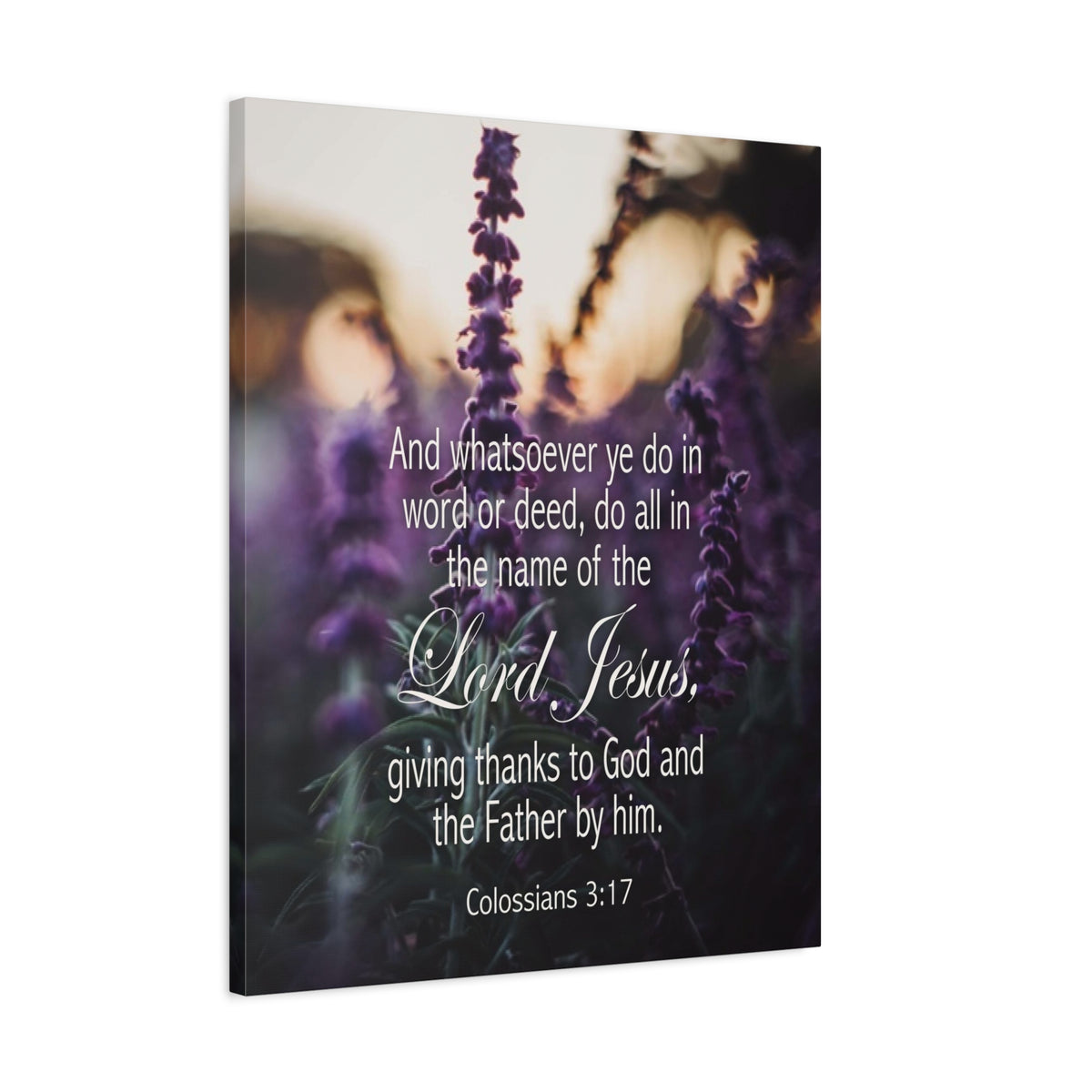 Scripture Canvas Giving Thanks to God Colossians 3:17 Christian Wall Art Bible Verse Print Ready to Hang