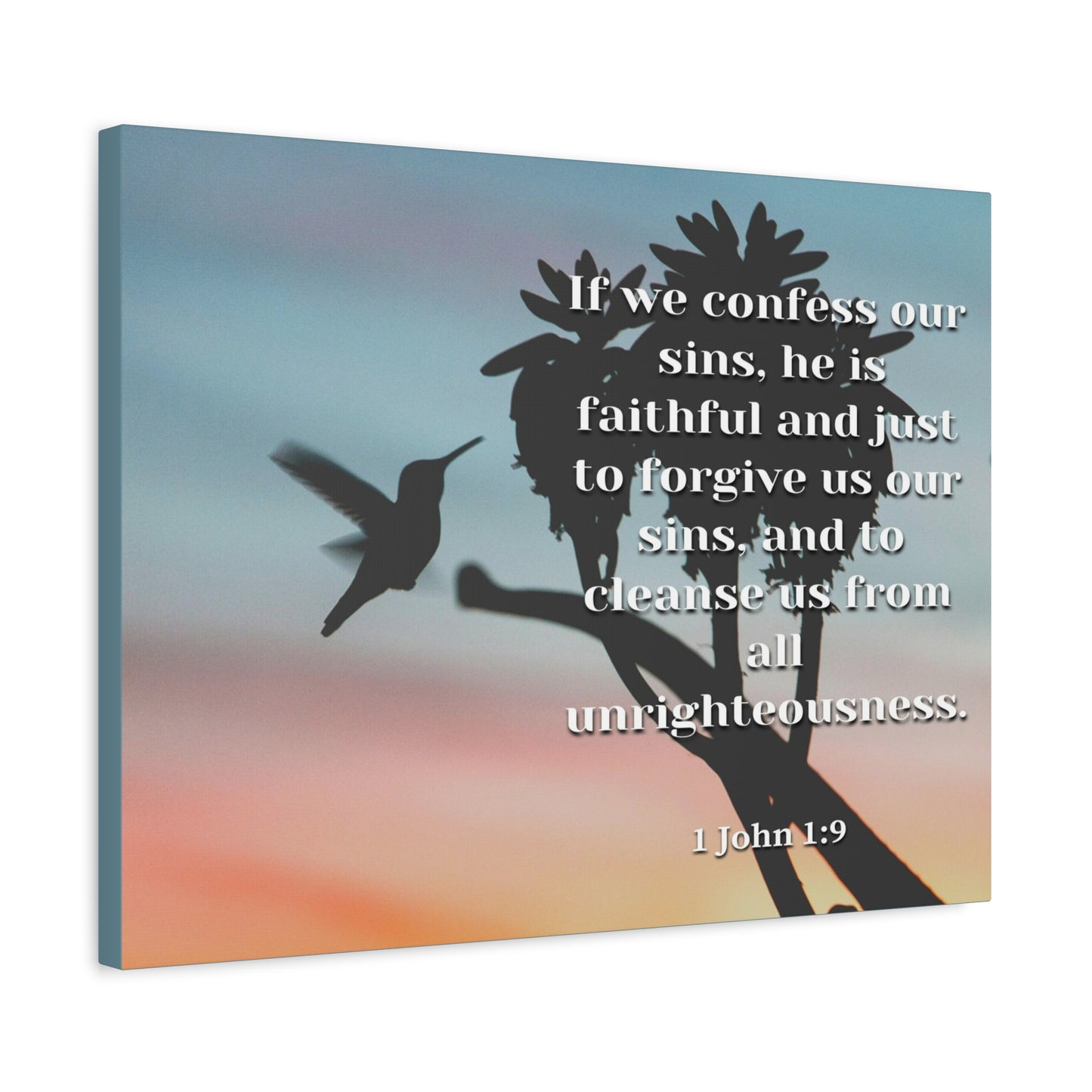 Scripture Canvas Forgive Us 1 John 1:9 Christian Wall Art Bible Verse Print Ready to Hang