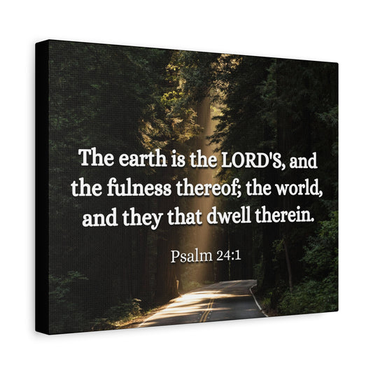 Scripture Canvas The World Psalm 24:1 Christian Wall Art Bible Verse Print Ready to Hang