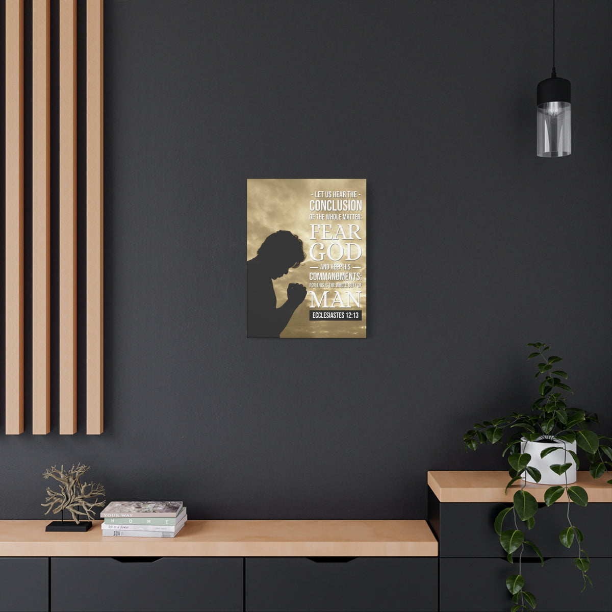 Scripture Canvas Conclusion Ecclesiastes 12:13 Christian Wall Art Bible Verse Print Ready to Hang