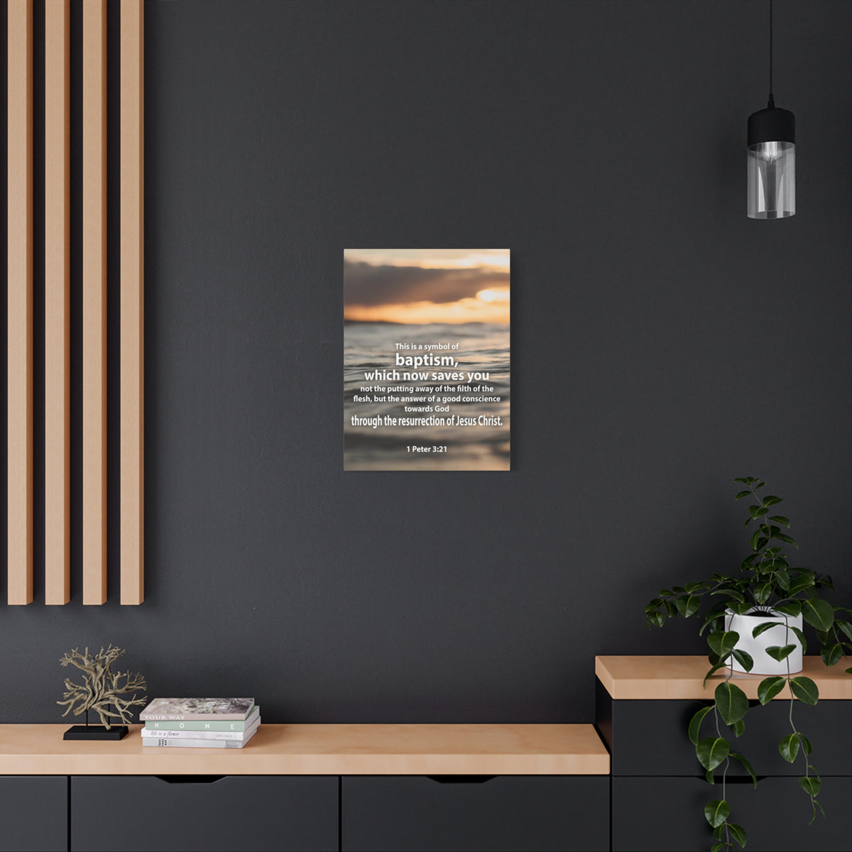 Scripture Canvas Baptism 1 Peter 3:21 Christian Wall Art Bible Verse Print Ready to Hang