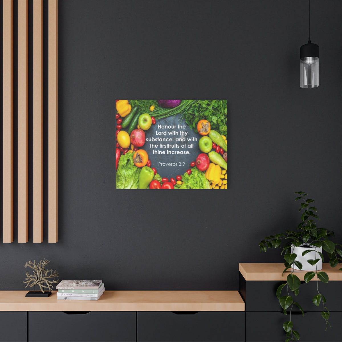 Scripture Canvas Firstfruits Proverbs 3:9 Wall Art Bible Verse Print Ready to Hang