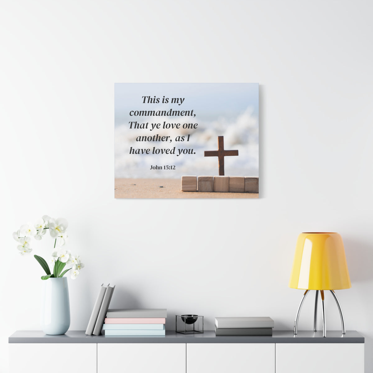 Scripture Canvas My Commandment John 15:12 Christian Wall Art Bible Verse Print Ready to Hang