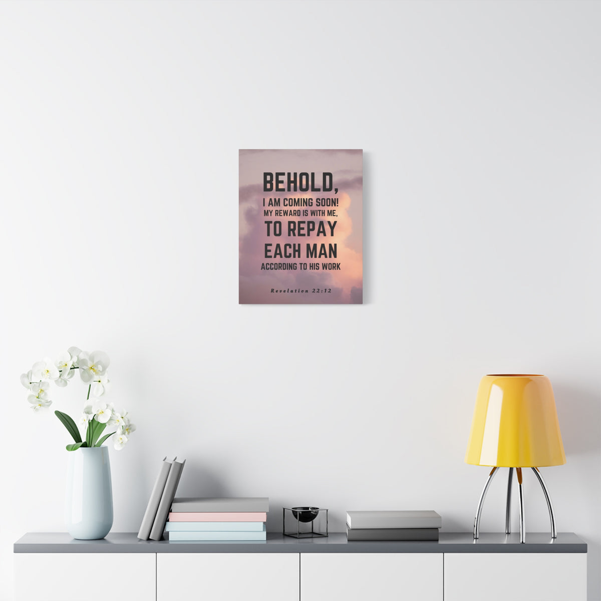 Scripture Canvas I Am Coming Soon Revelation 22:12 Christian Wall Art Bible Verse Print Ready to Hang