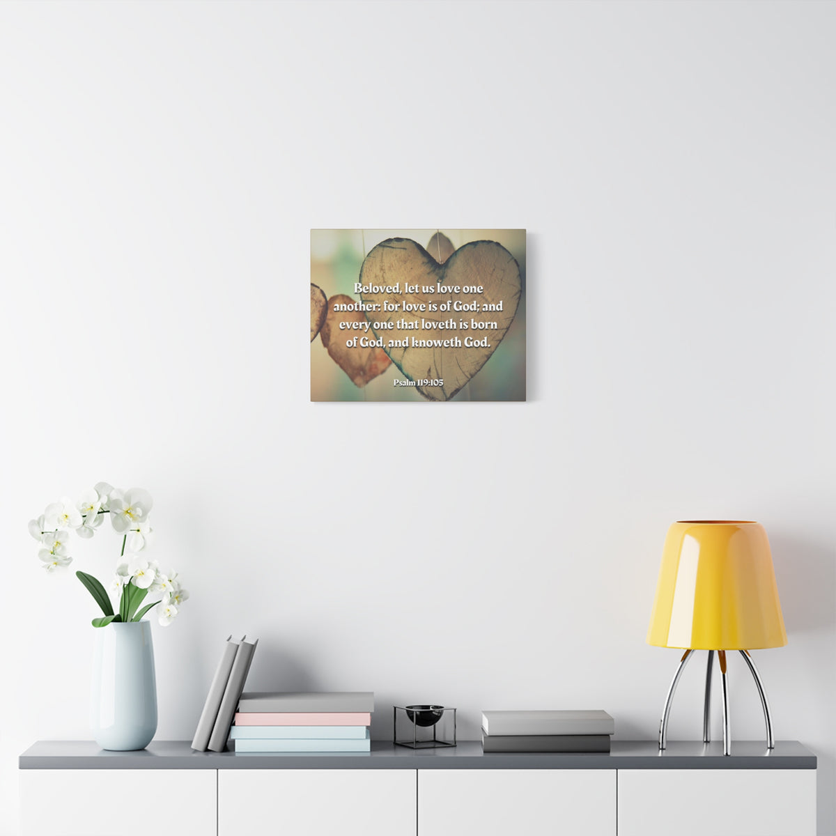 Scripture Canvas Love One Another 1 John 4:7 Christian Wall Art Bible Verse Print Ready to Hang