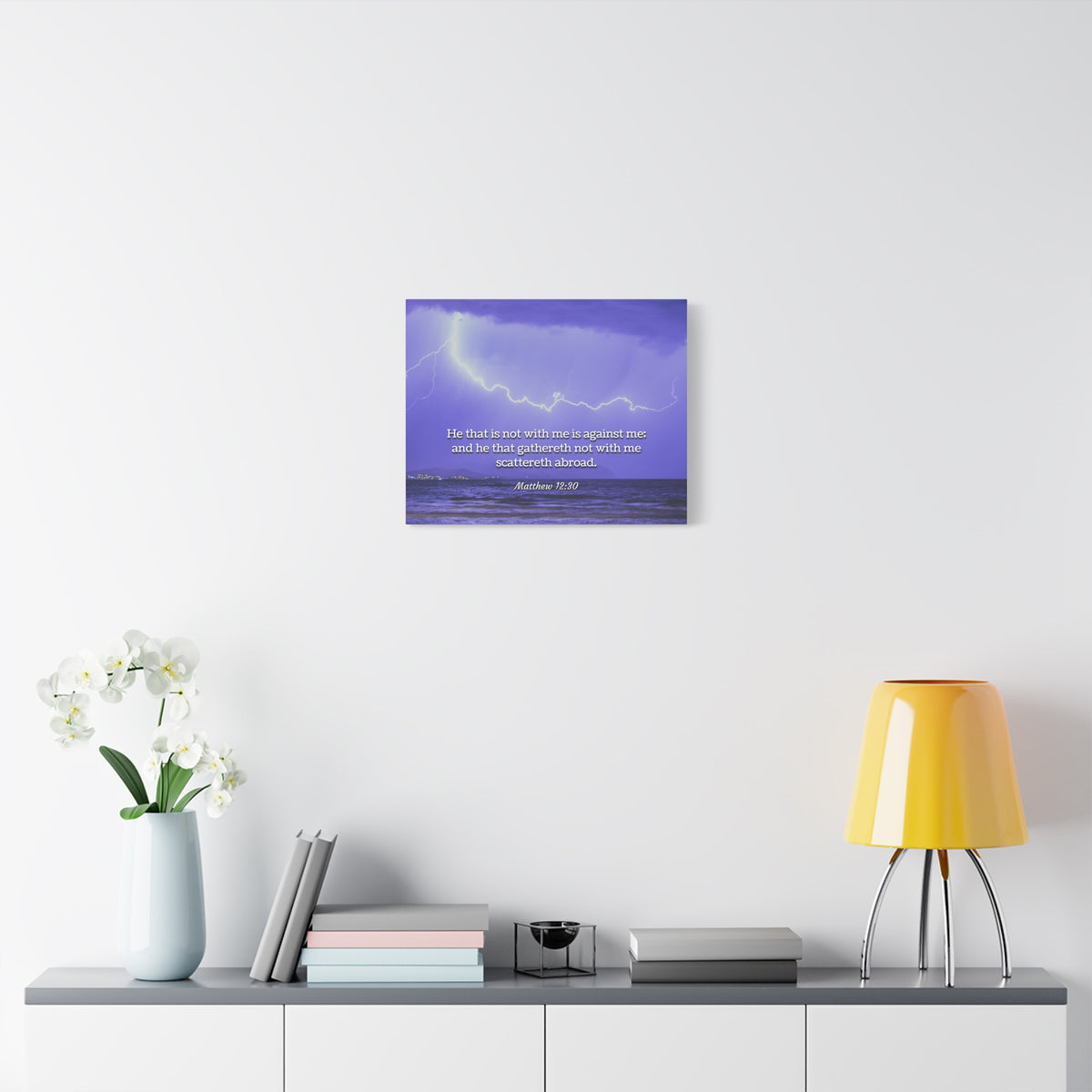 Scripture Canvas With Christ Matthew 12:30 Christian Wall Art Bible Verse Print Ready to Hang