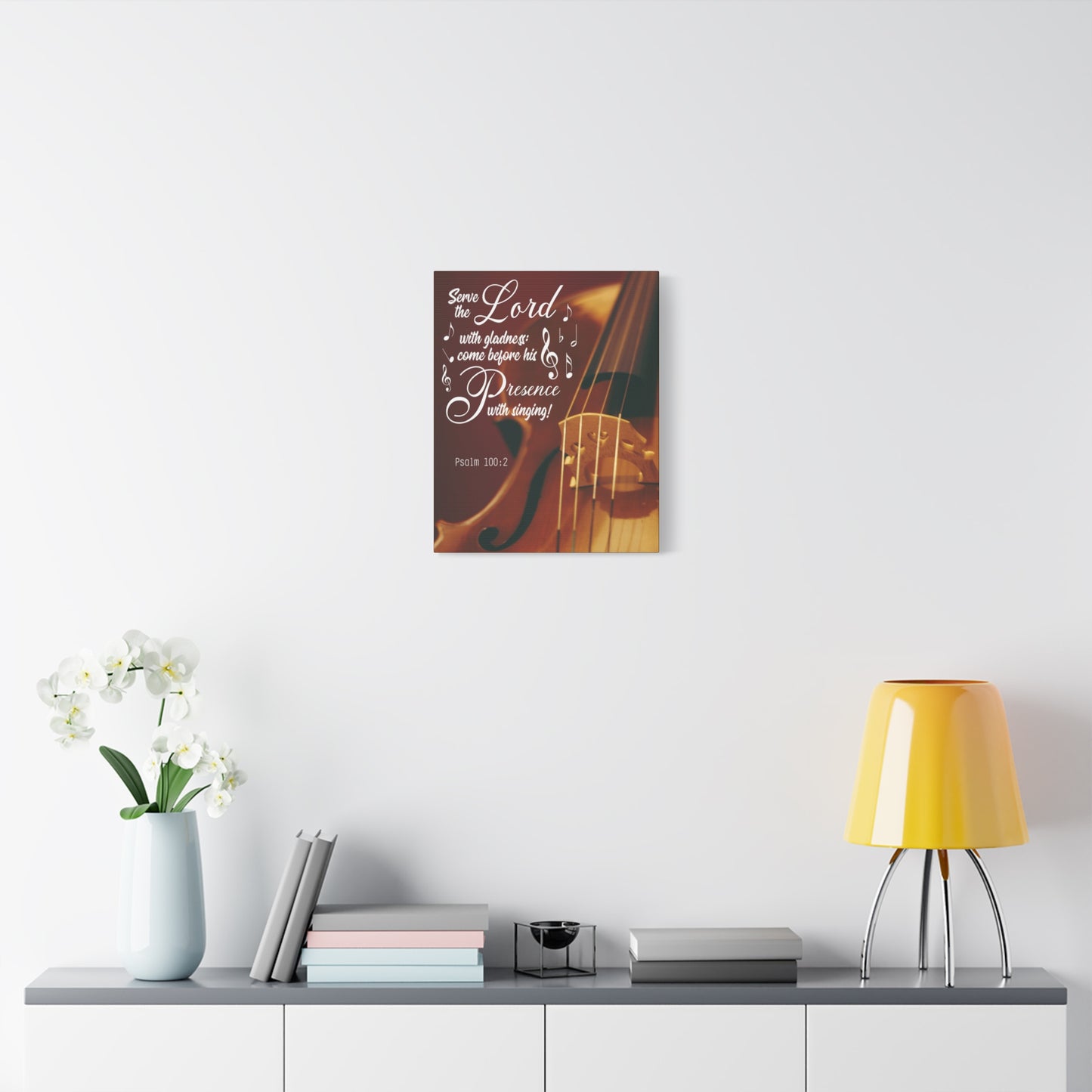 Scripture Canvas Serve the Lord With Gladness Psalm 100:2 Christian Wall Art Bible Verse Print Ready to Hang