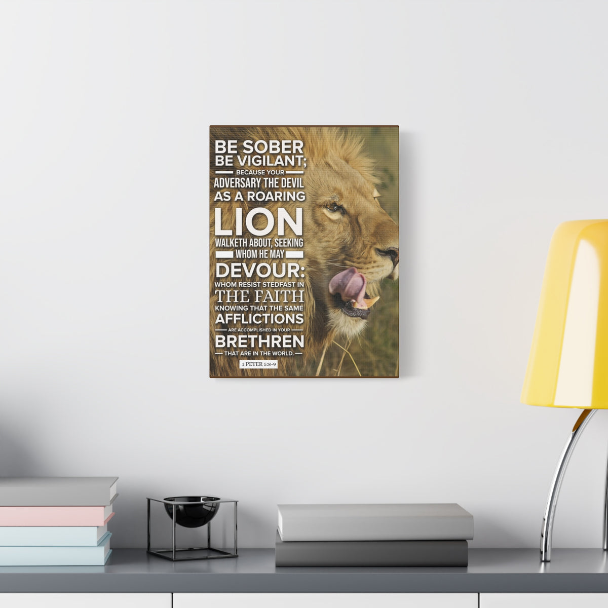 Scripture Canvas Be Vigilant 1 Peter 5:89 Christian Wall Art Bible Verse Print Ready to Hang