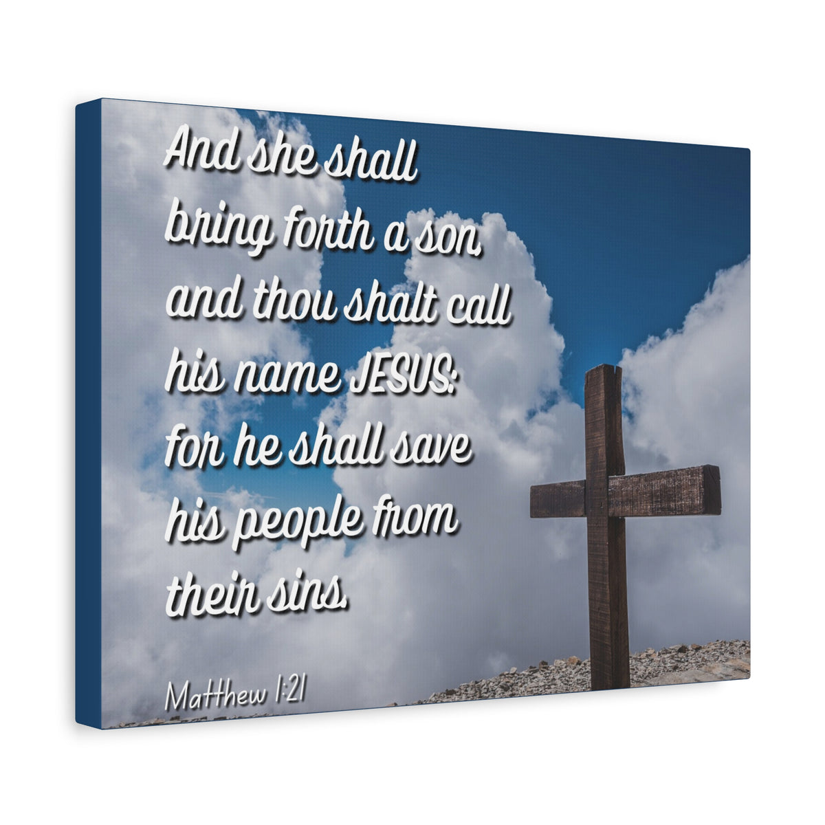 Scripture Canvas Save His People Matthew 1:21 Christian Wall Art Bible Verse Print Ready to Hang