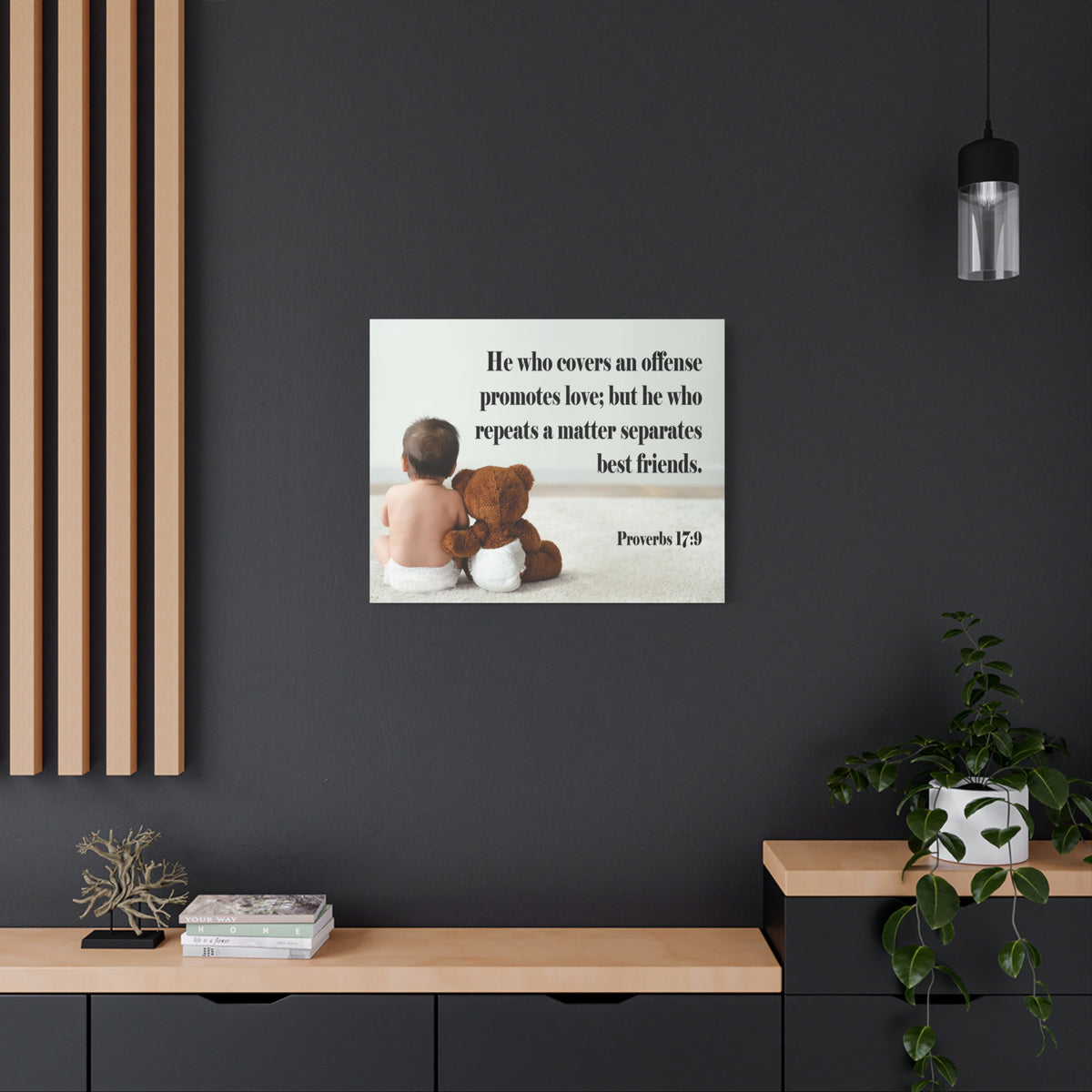 Scripture Canvas Best Friends Proverbs 17:9 Christian Wall Art Bible Verse Print Ready to Hang