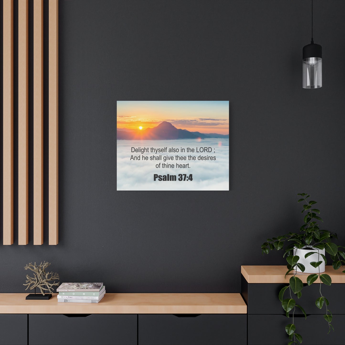 Scripture Canvas Delight Thyself Psalm 37:4 Christian Wall Art Bible Verse Print Ready to Hang