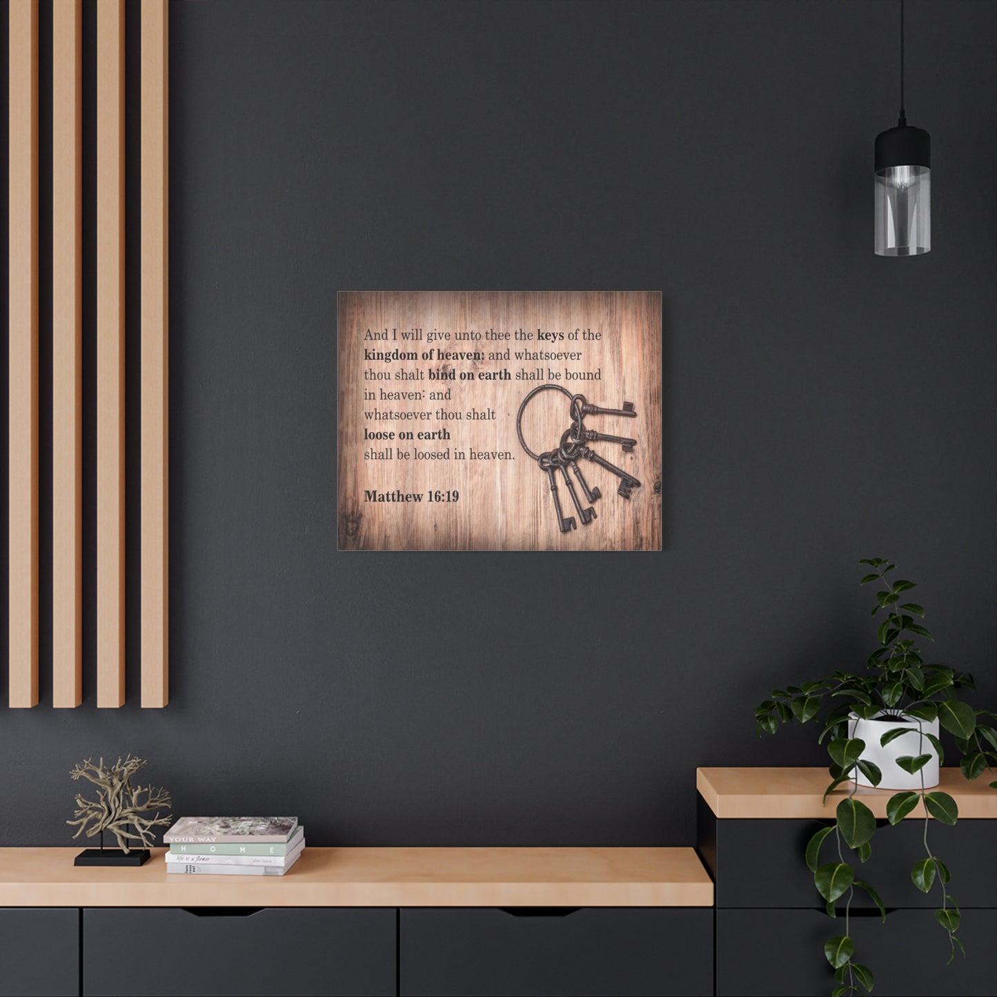 Scripture Canvas Bind on Earth Matthew 16:19 Christian Wall Art Bible Verse Print Ready to Hang