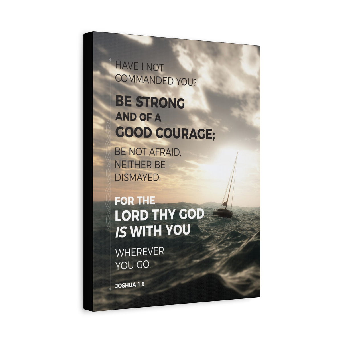 Scripture Canvas Good Courage Joshua 1:9 Sea Christian Wall Art Bible Verse Print Ready to Hang