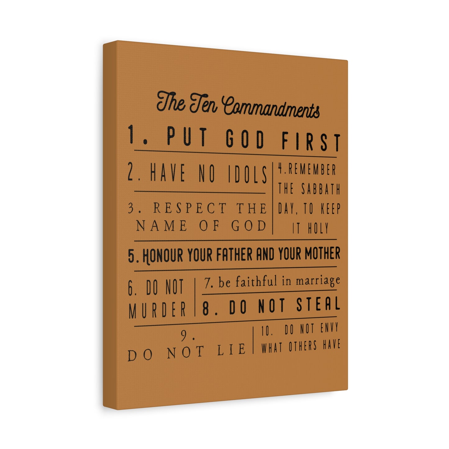 Scripture Canvas Ten Commandments Exodus 20:2–17 Christian Wall Art Print Ready to Hang