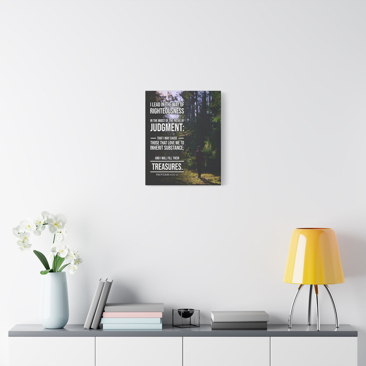 Scripture Canvas Paths of Judgment Proverbs 8:20‭-‬2 Christian Wall Art Bible Verse Print Ready to Hang