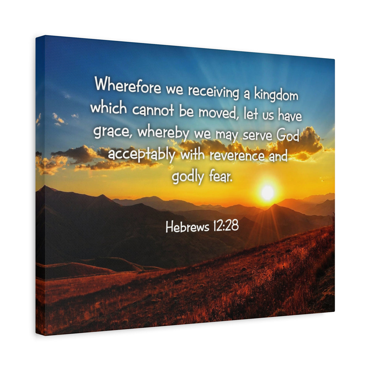 Scripture Canvas Kingdom Hebrews 12:28 KJV Christian Wall Art Bible Verse Print Ready to Hang