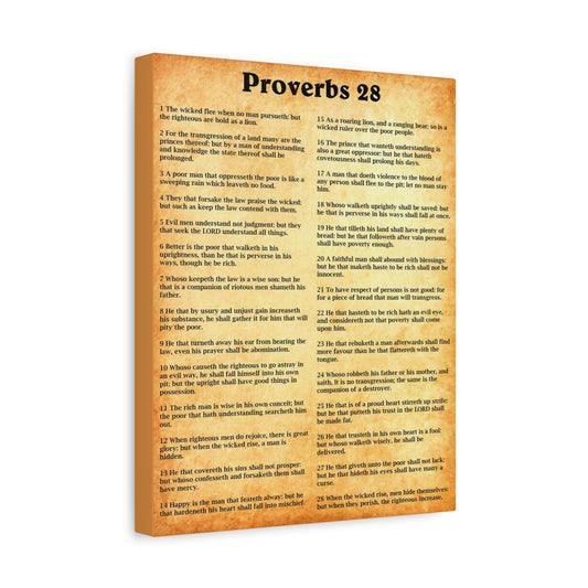 Scripture Walls Proverbs Chapter 28 Gold Bible Canvas Christian Wall Art Ready to Hang Unframed