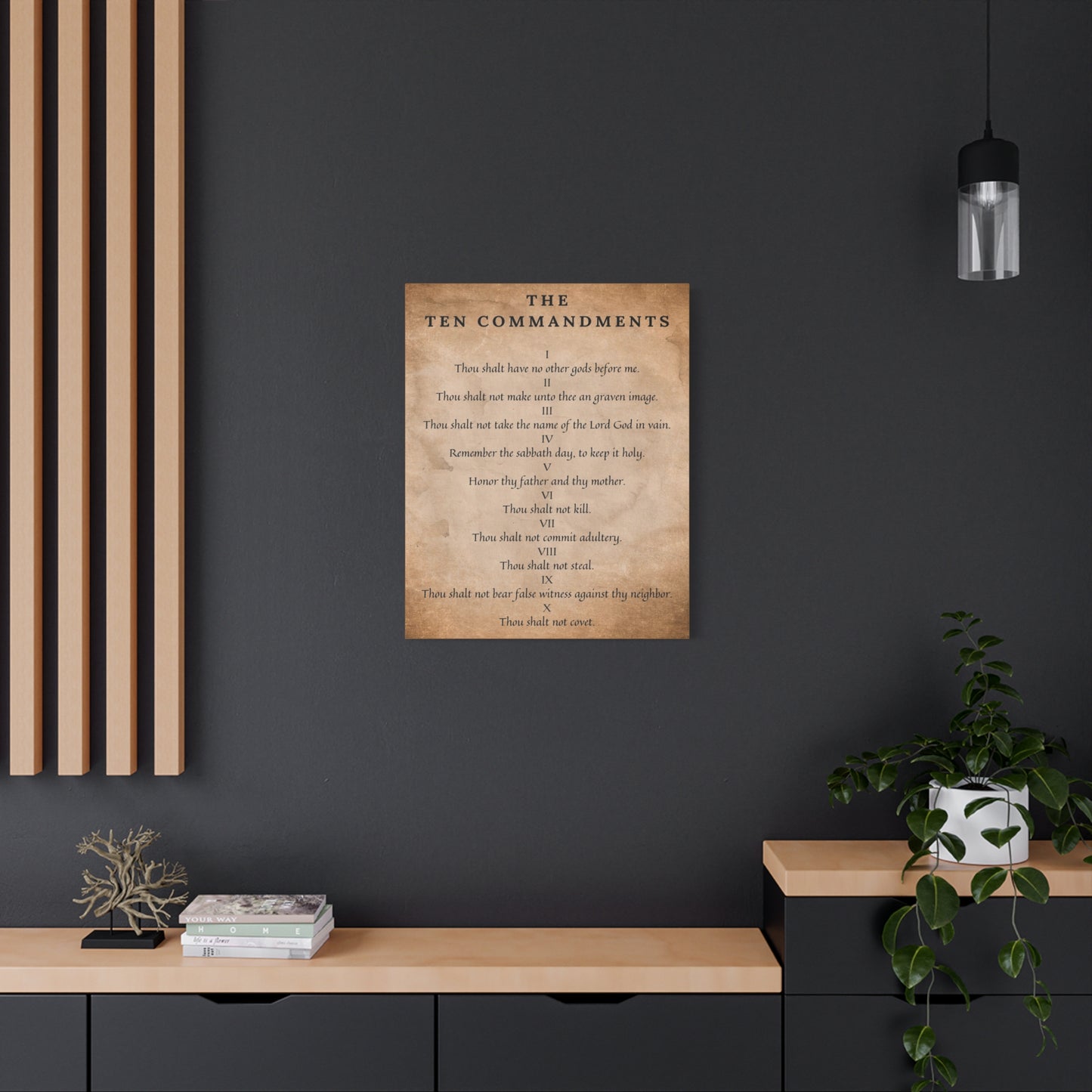 Scripture Canvas 10 Commandments Christian Wall Art Bible Verse Print Ready to Hang