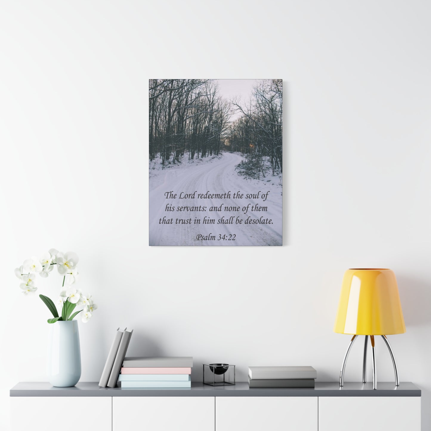 Bible Verse Canvas The Lord Redeemeth The Soul Psalm 34:22 Christian Home Décor Wall Art Scripture Ready to Hang Faith Print