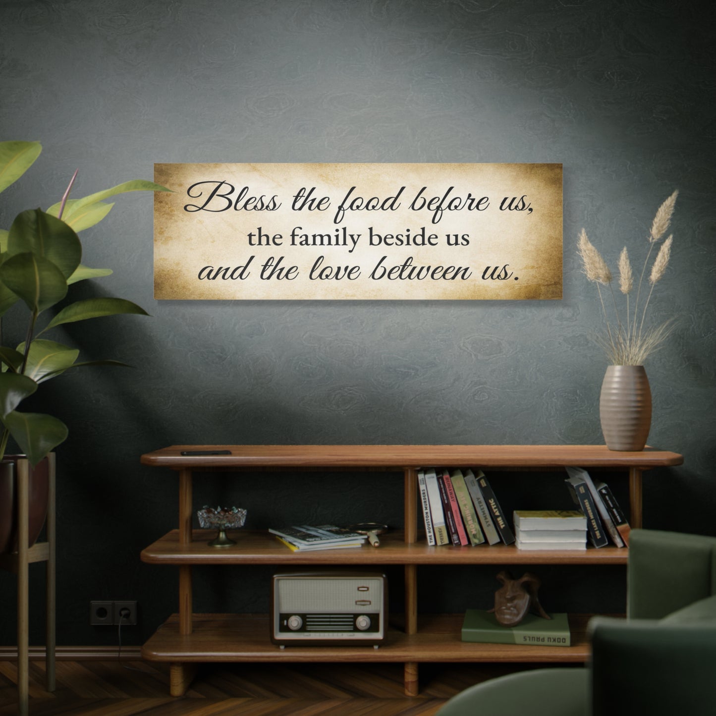 Scripture Walls Bless The Food Gold Bible Verse Canvas Christian Wall Art Ready to Hang Unframed
