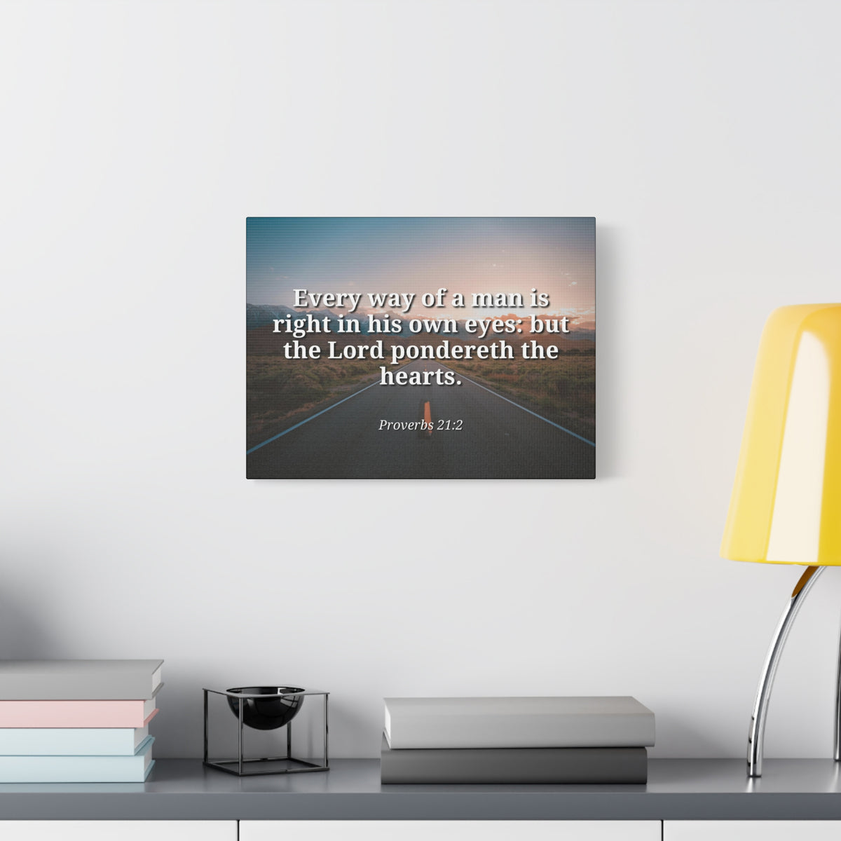 Scripture Canvas The Hearts Proverbs 21:2 Christian Wall Art Bible Verse Print Ready to Hang