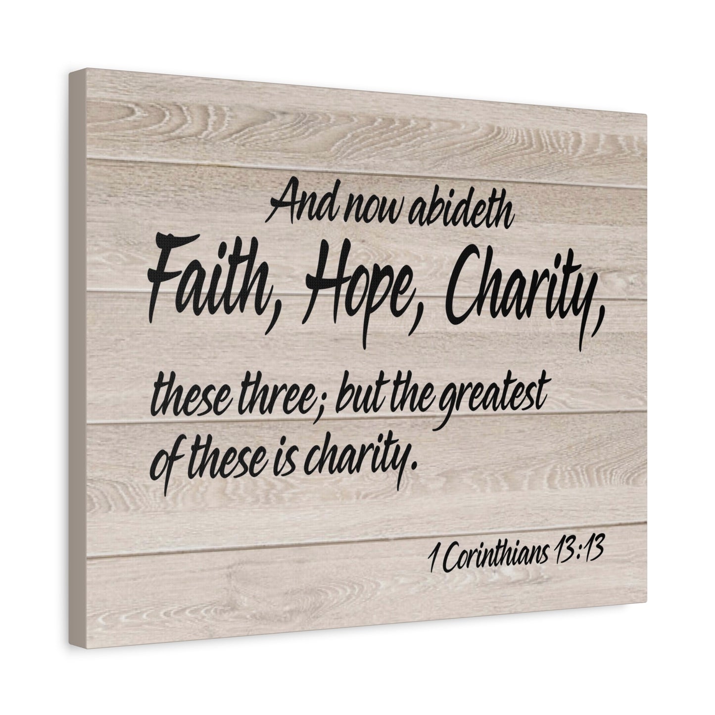 Bible Verse Canvas Faith Hope Charity 1 Corinthians 13:13 Wall Art Christian Home Decor
