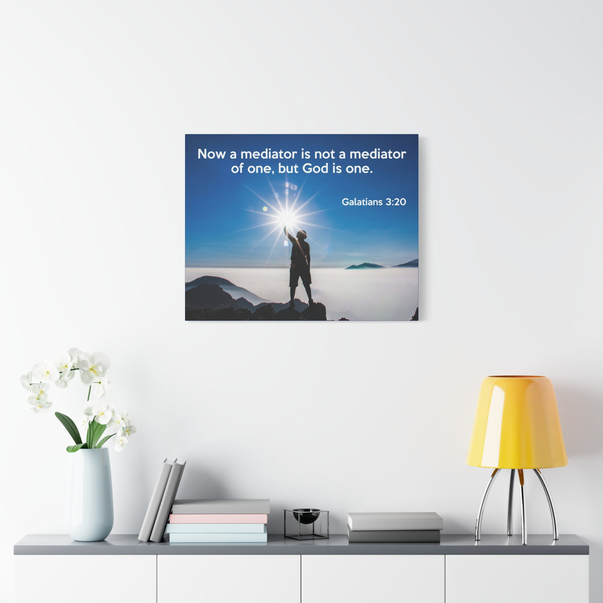 Scripture Canvas God is One Galatians 3:20 Christian Wall Art Bible Verse Print Ready to Hang