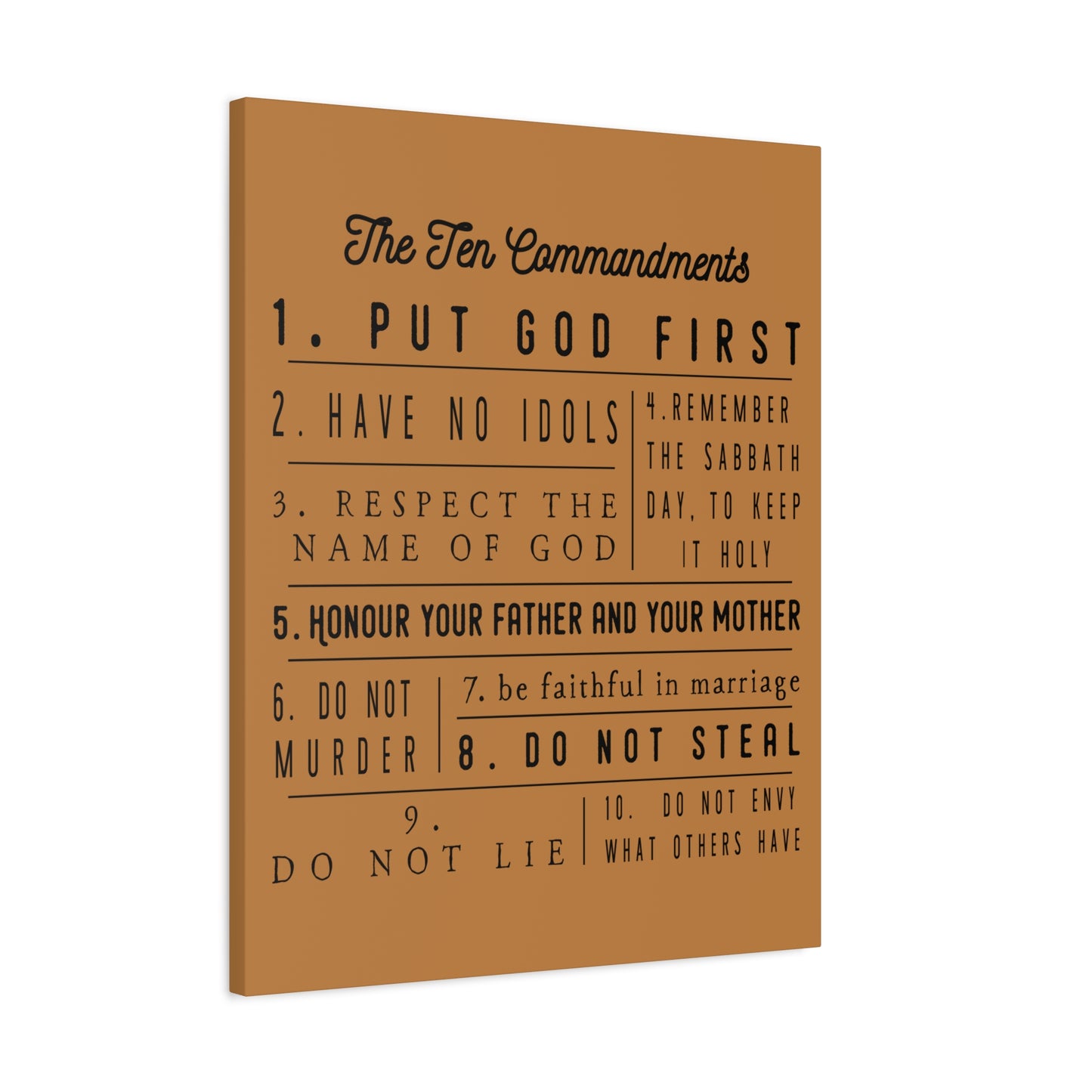 Scripture Canvas Ten Commandments Exodus 20:2–17 Christian Wall Art Print Ready to Hang