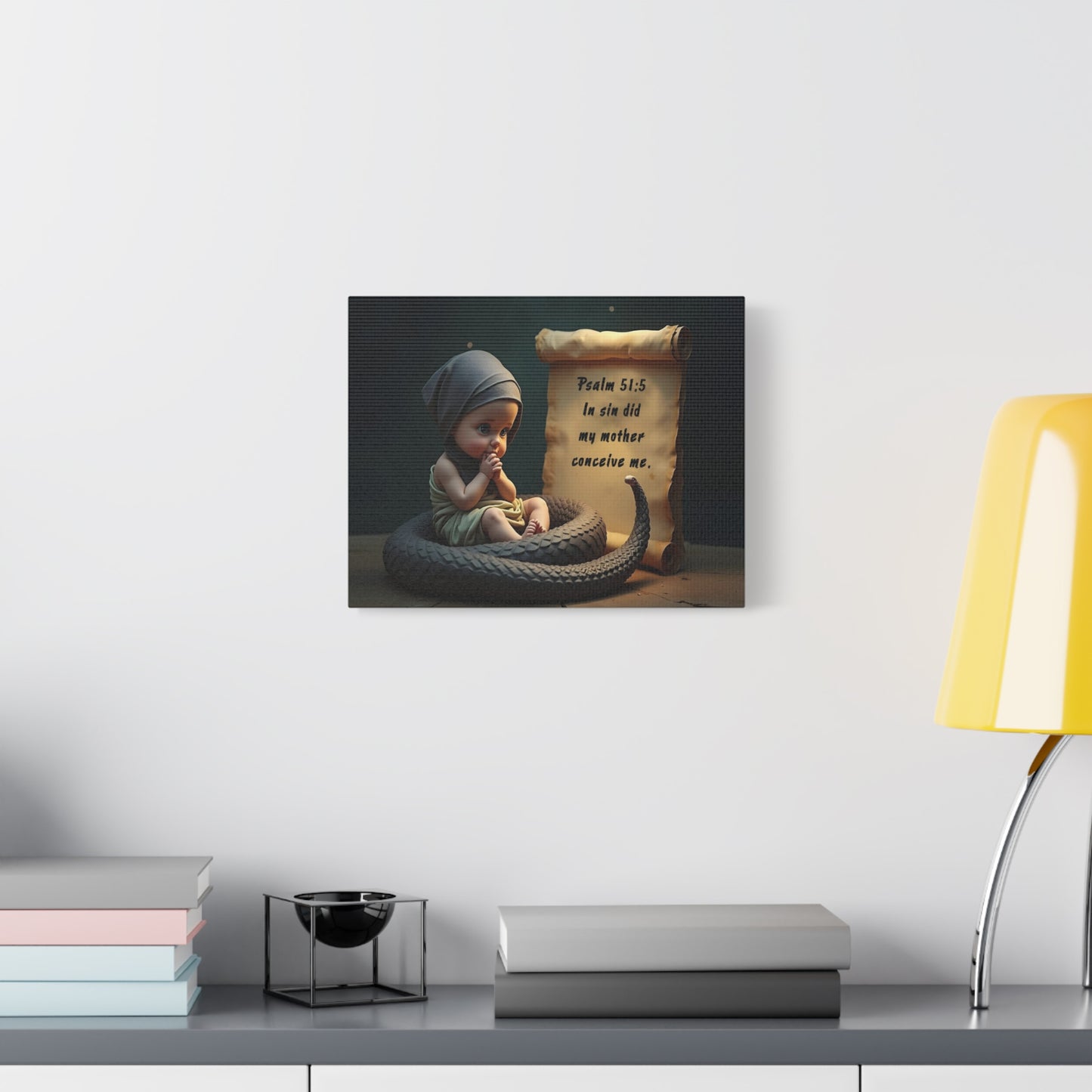 Scripture Walls Psalm 51:5 Viper in a Diaper Bible Verse Canvas Christian Wall Art Ready to Hang Unframed