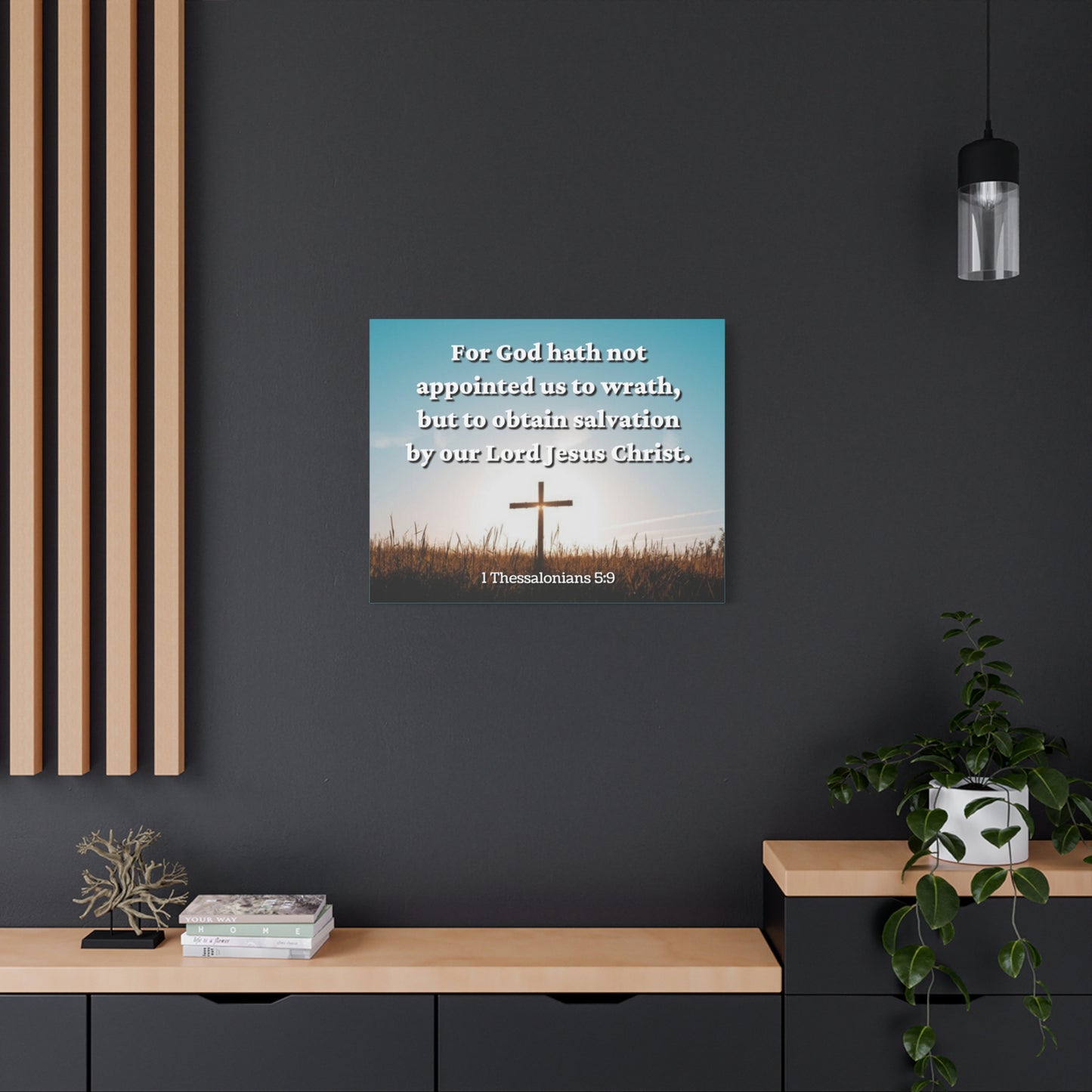 Scripture Canvas To Obtain Salvation 1 Thessalonians 5:9 Christian Wall Art Bible Verse Print Ready to Hang