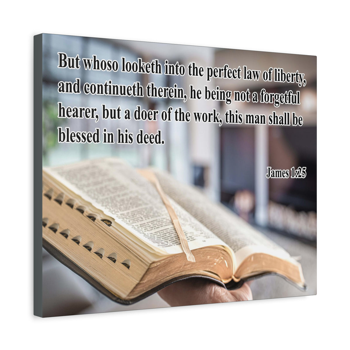 Scripture Canvas Perfect Law of Liberty James 1:25 Christian Wall Art Bible Verse Print Ready to Hang