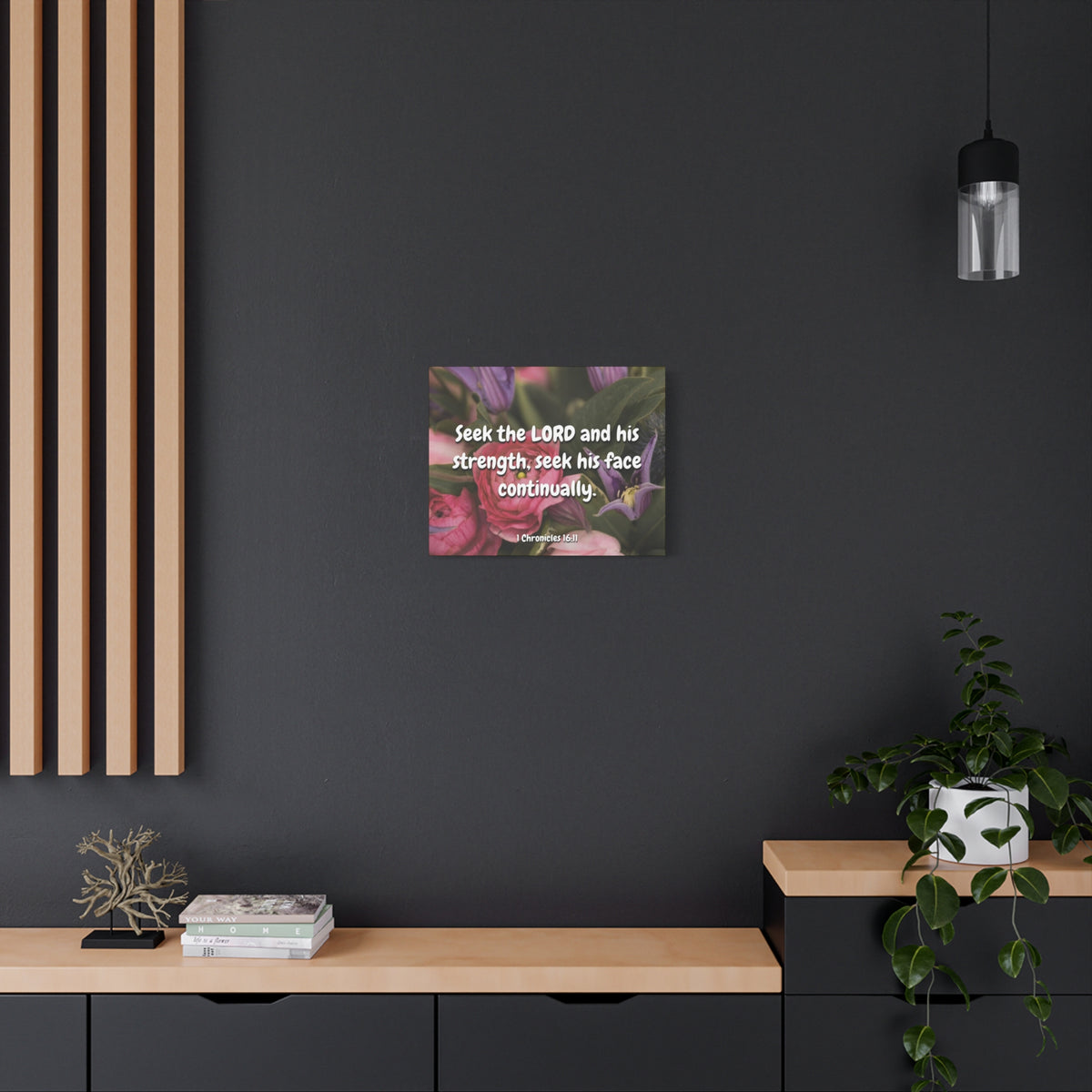 Scripture Canvas Seek The Lord 1 Chronicles 16:11 Christian Wall Art Bible Verse Print Ready to Hang