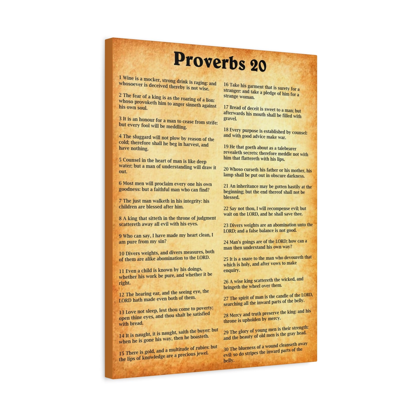 Scripture Walls Proverbs Chapter 20 Gold Bible Canvas Christian Wall Art Ready to Hang Unframed
