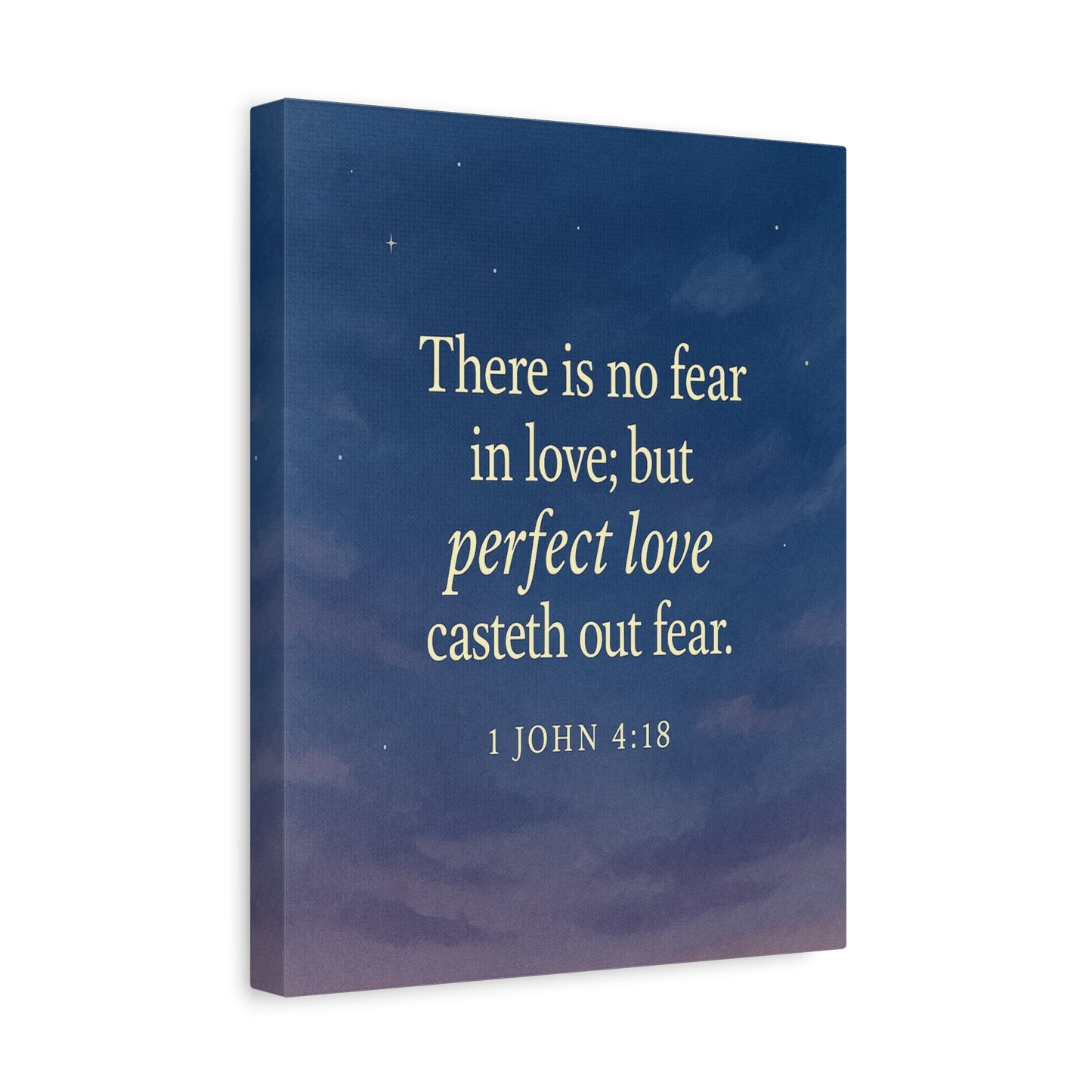 Bible Verse Canvas 1 John 4:18 Christian Home Décor Wall Art Scripture Ready to Hang Faith Print