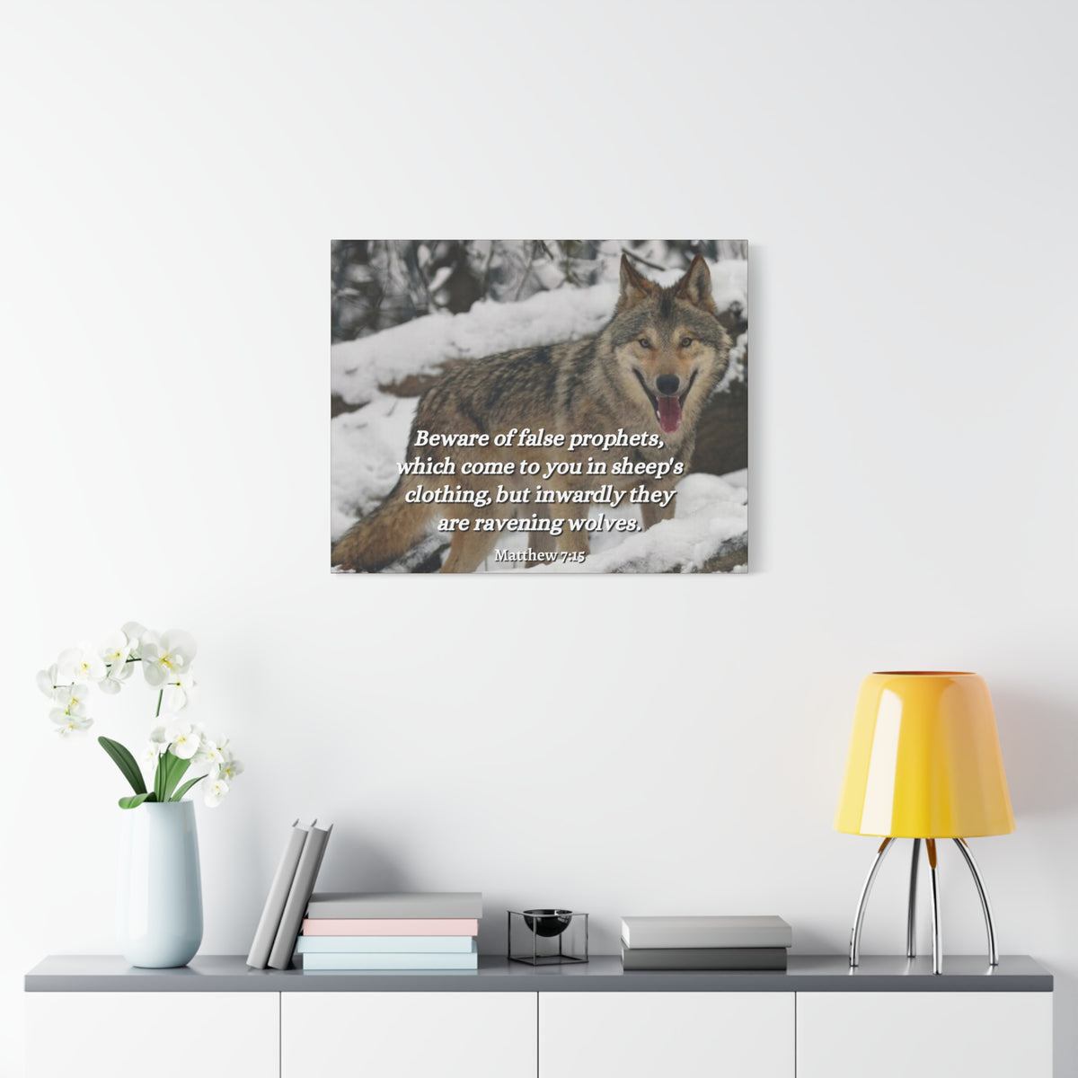 Scripture Canvas False Prophets Matthew 7:15 Christian Wall Art Bible Verse Print Ready to Hang