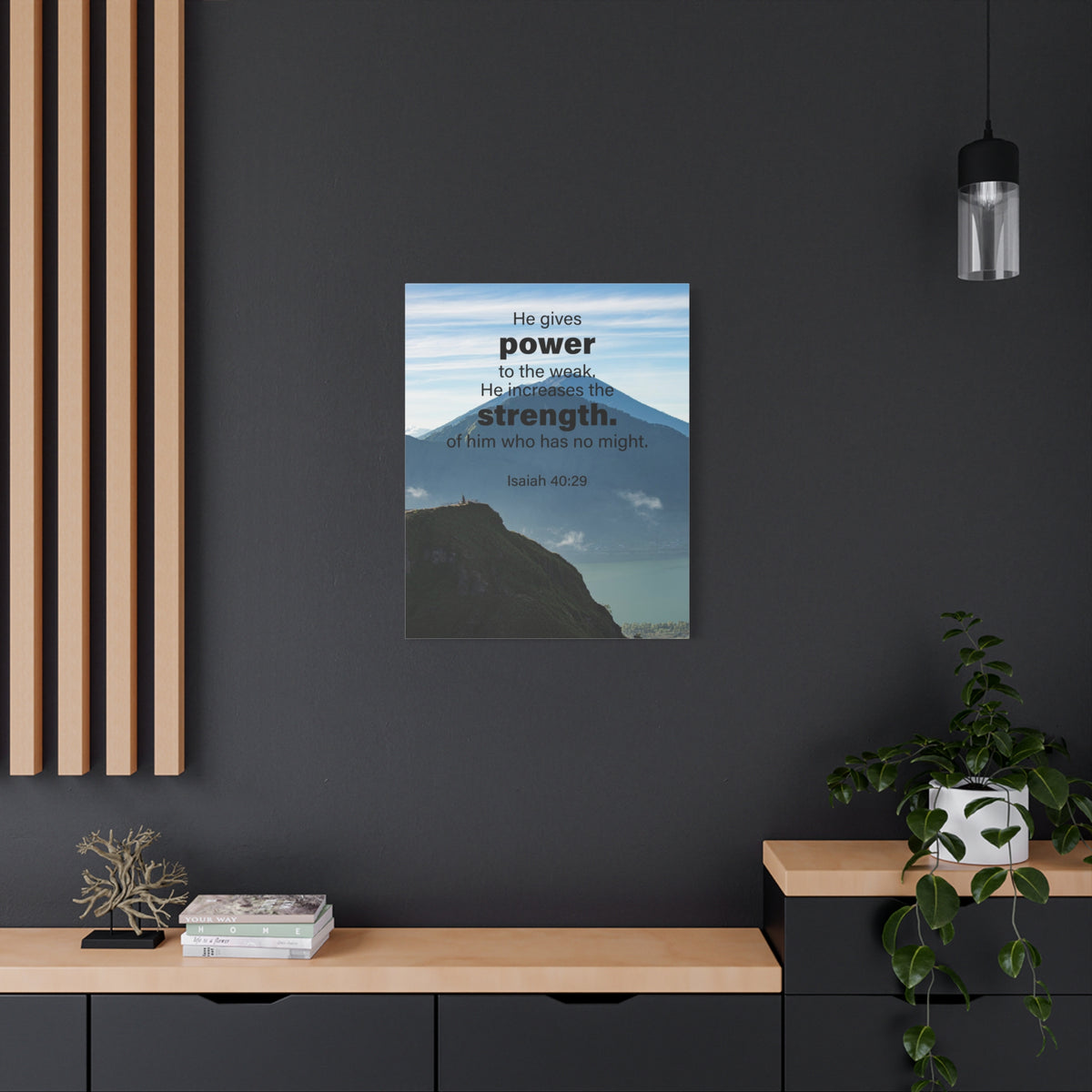 Scripture Canvas Power to the Weak Isaiah 40:29 Christian Wall Art Bible Verse Print Ready to Hang