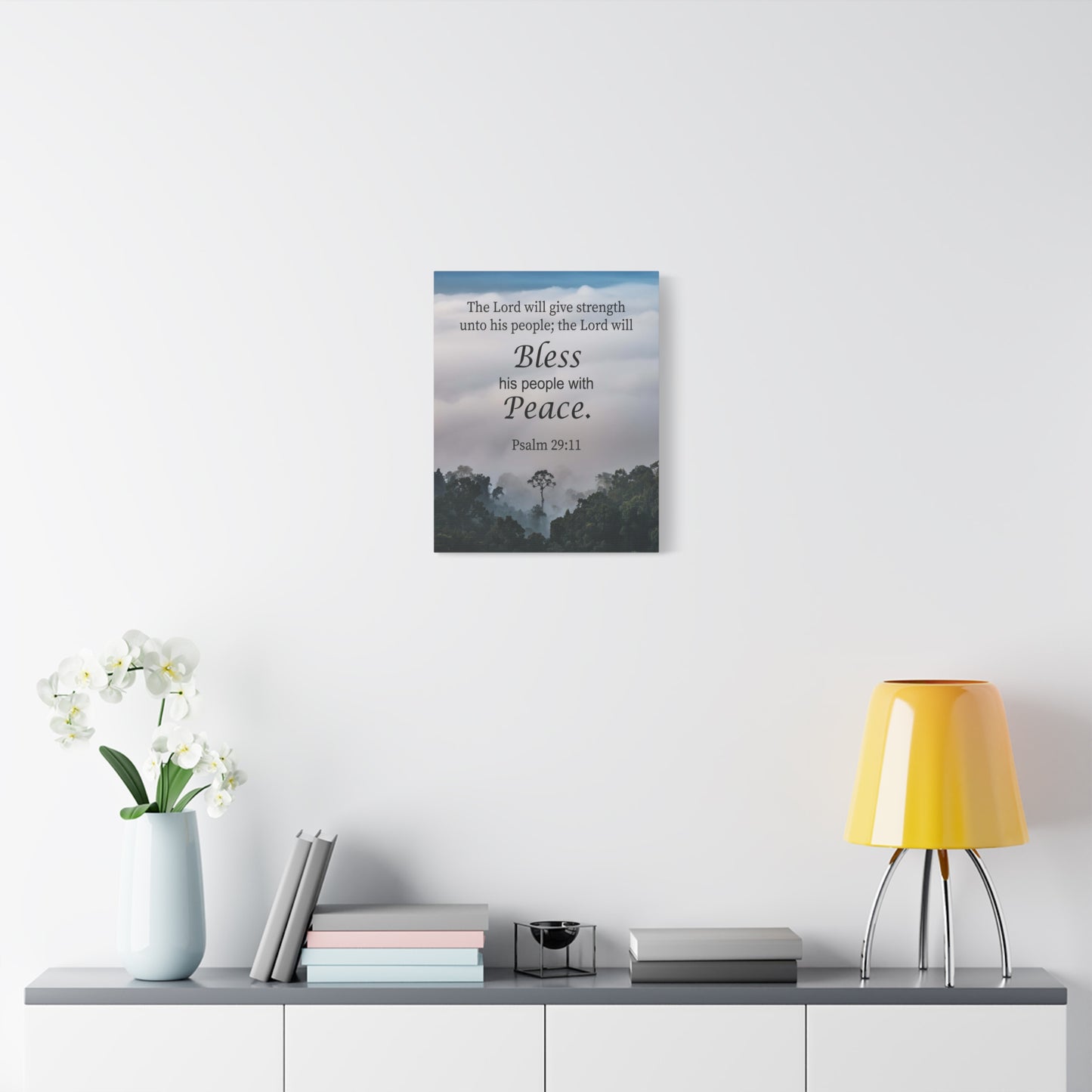 Scripture Canvas Bless Peace Psalm 29:11 Christian Wall Art Bible Verse Print Ready to Hang