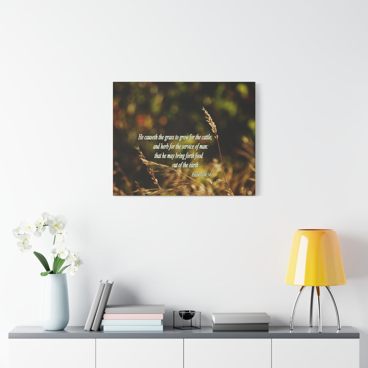 Scripture Canvas He May Bring Forth Psalms 104:14 Christian Wall Art Bible Verse Print Ready to Hang