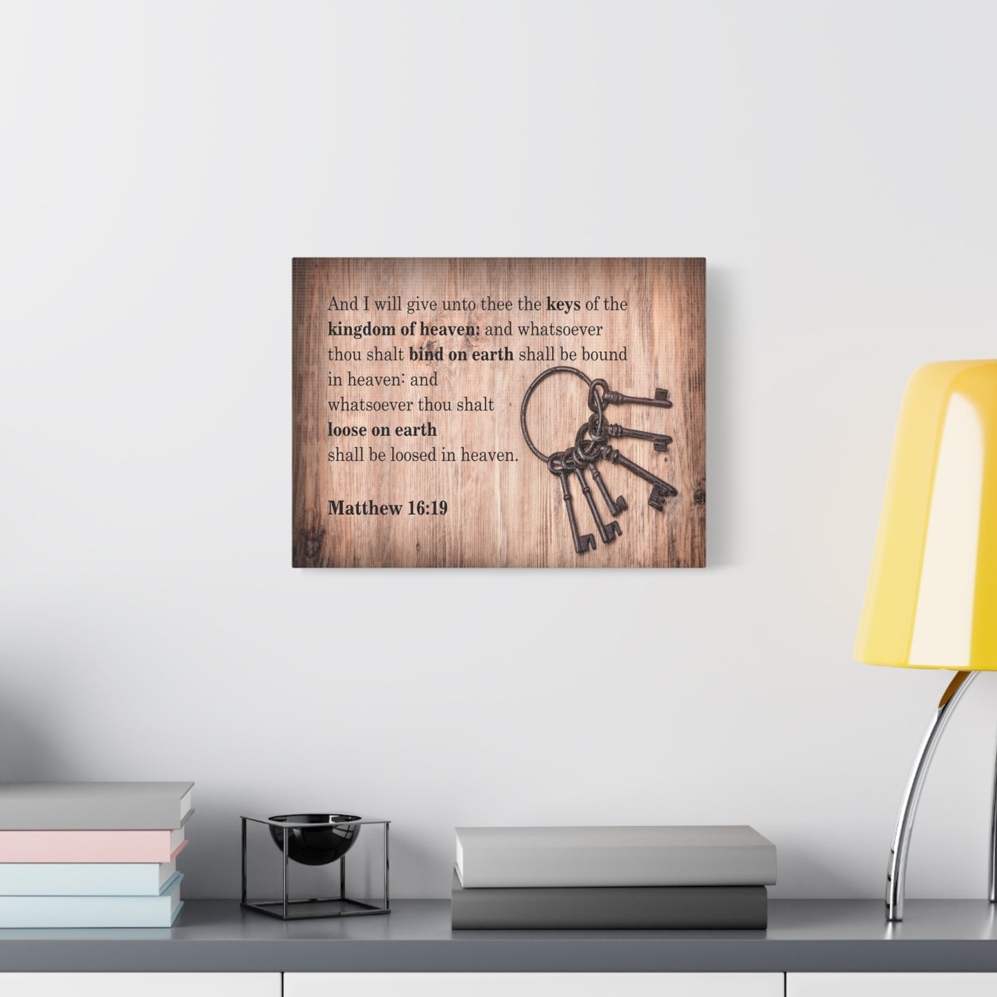Scripture Canvas Bind on Earth Matthew 16:19 Christian Wall Art Bible Verse Print Ready to Hang