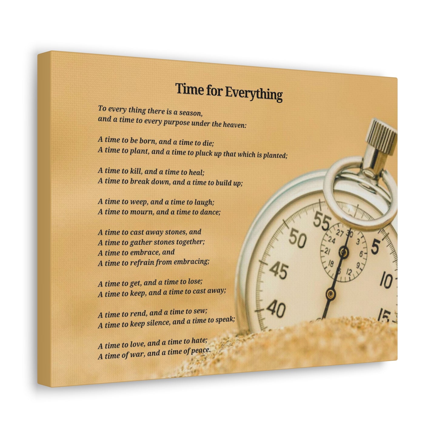 Time For Everything Watch In The Sand Ecclesiastes 3:4 Bible Verse Canvas Christian Wall Art Ready to Hang