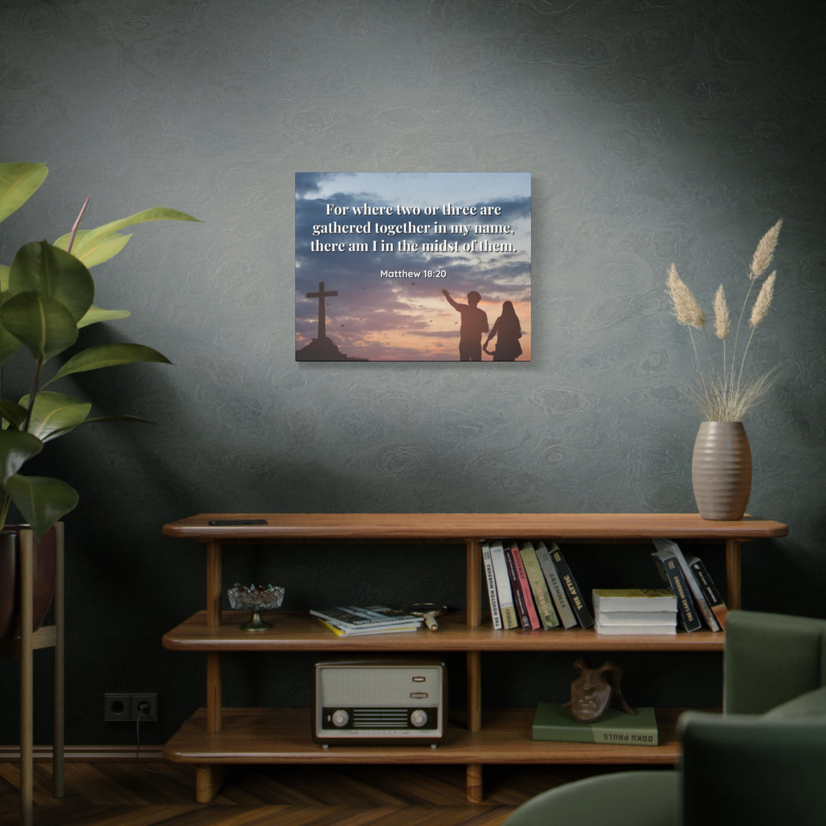 Scripture Canvas Midst Of Them Matthew 18:20 Christian Wall Art Bible Verse Print Ready to Hang