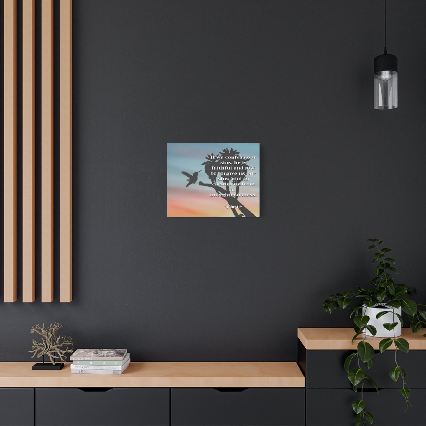 Scripture Canvas Forgive Us 1 John 1:9 Christian Wall Art Bible Verse Print Ready to Hang