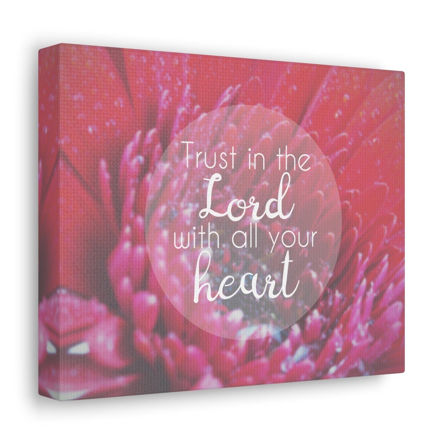 Trust In The Lord Proverbs 3:5 Pink Flower Christian Wall Art Bible Verse Print Ready to Hang