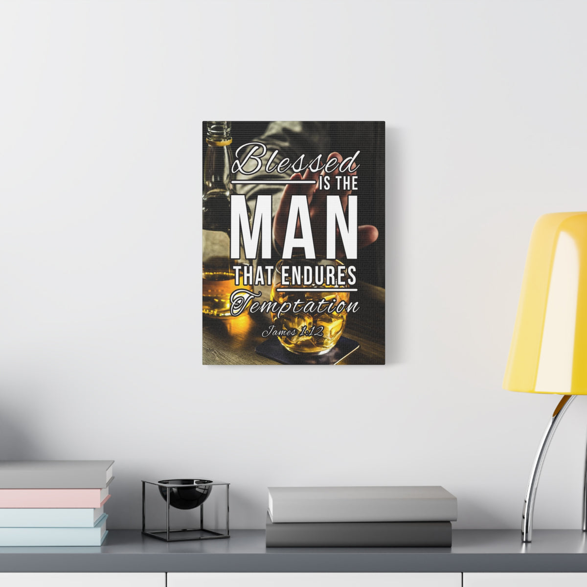Scripture Canvas Blessed is the Man James 1:12 Christian Wall Art Bible Verse Print Ready to Hang
