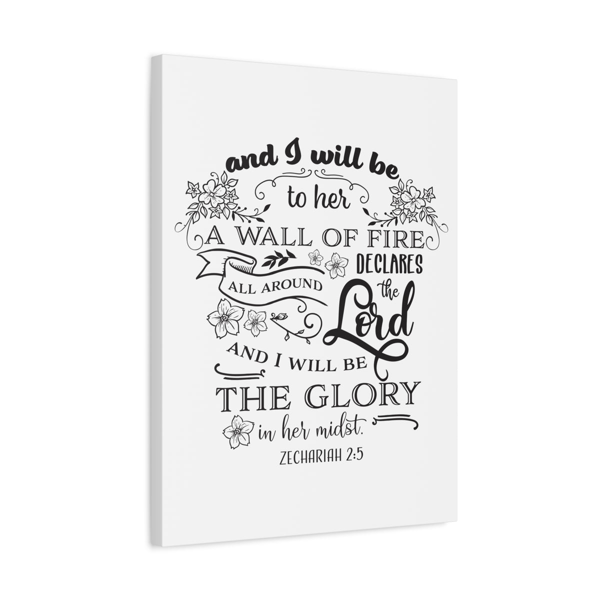 Scripture Canvas The Lord And Zechariah 2:5 Christian Wall Art Bible Verse Print Ready to Hang