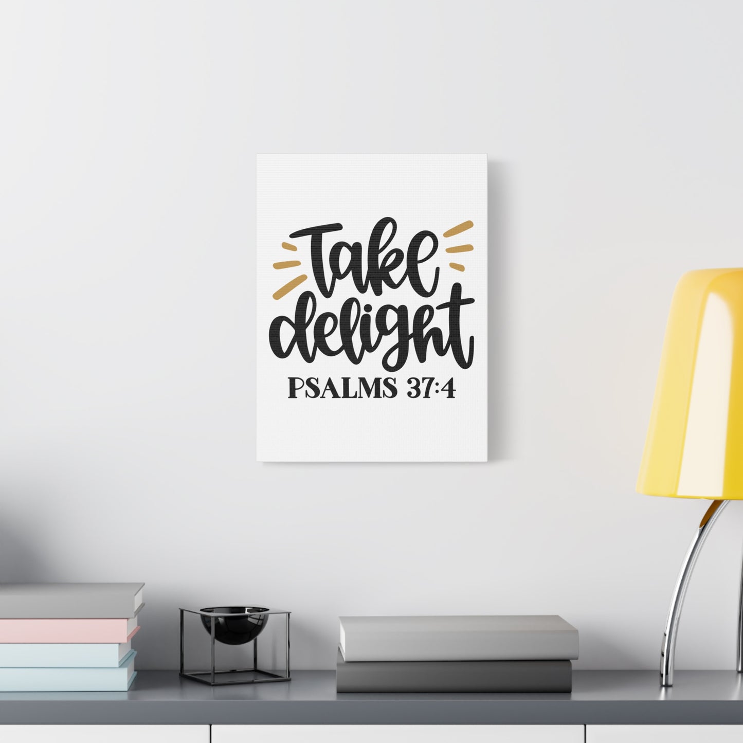 Scripture Canvas Take Delight Psalms 37:4 Christian Wall Art Bible Verse Print Ready to Hang