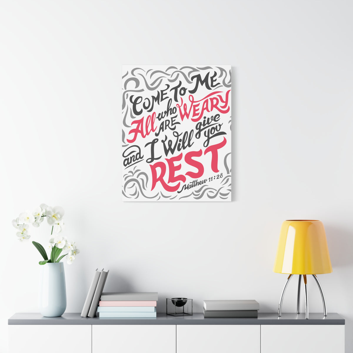 Scripture Canvas Come To Me All Matthew 11:28 Christian Wall Art Bible Verse Print Ready To Hang
