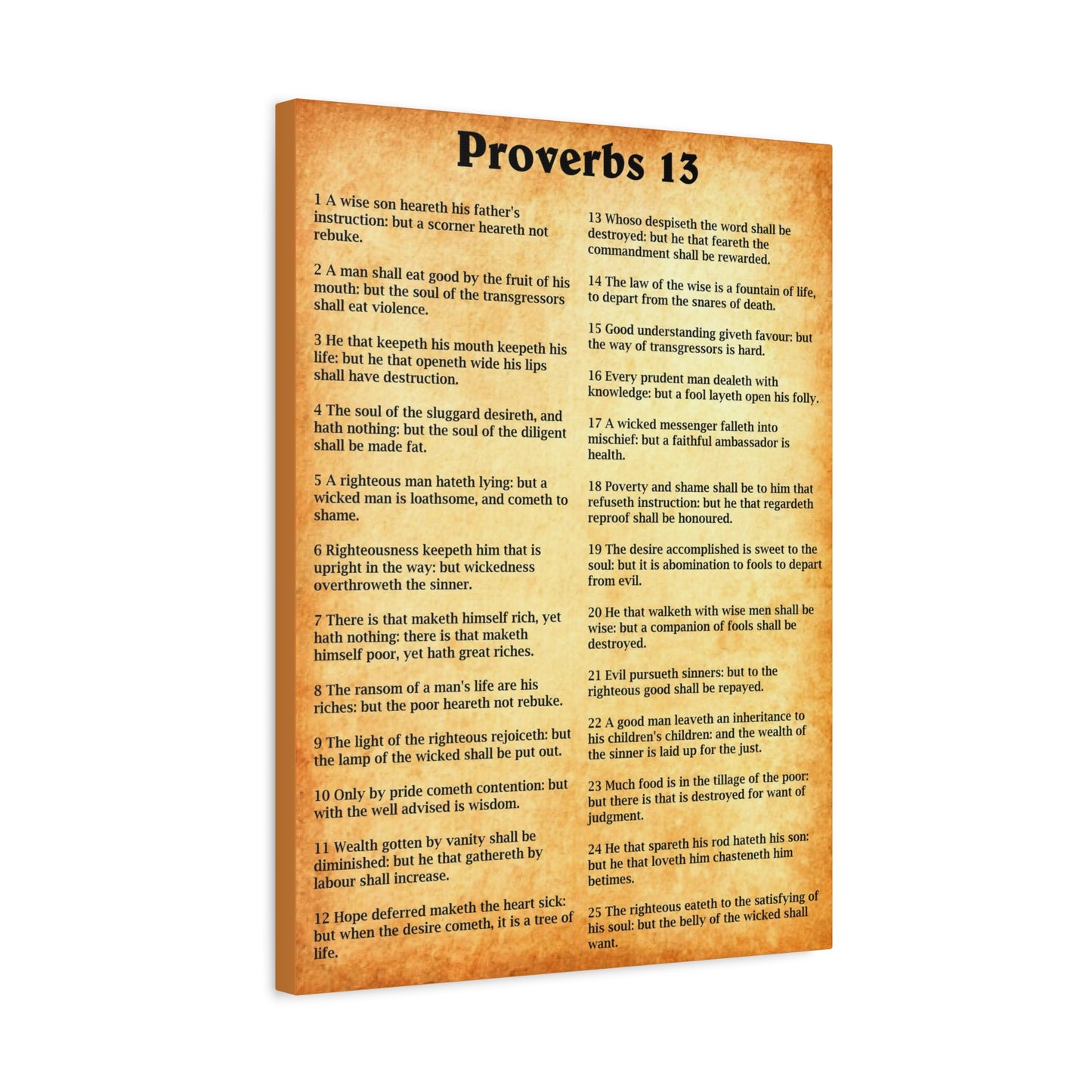 Scripture Walls Proverbs Chapter 13 Gold Bible Canvas Christian Wall Art Ready to Hang Unframed